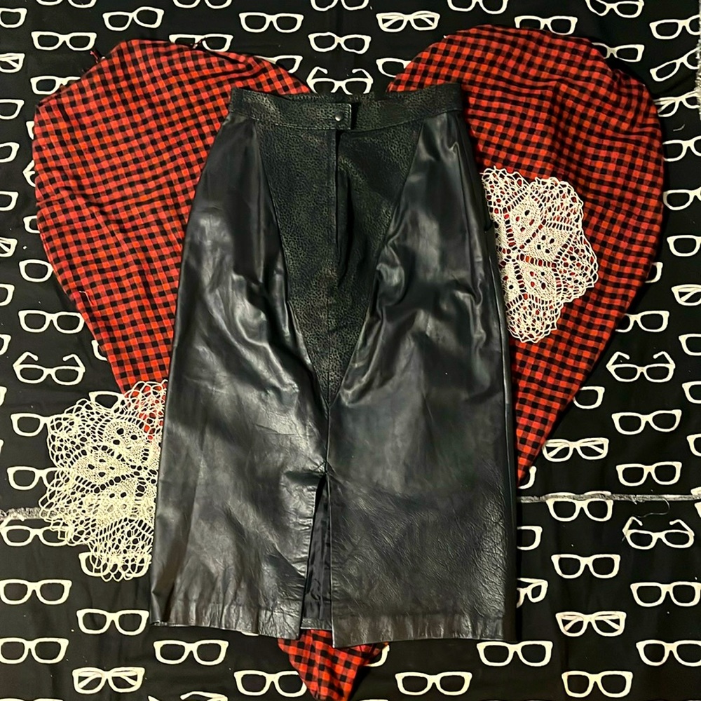 Vintage Leather and Animal Print Suede w/ V Design